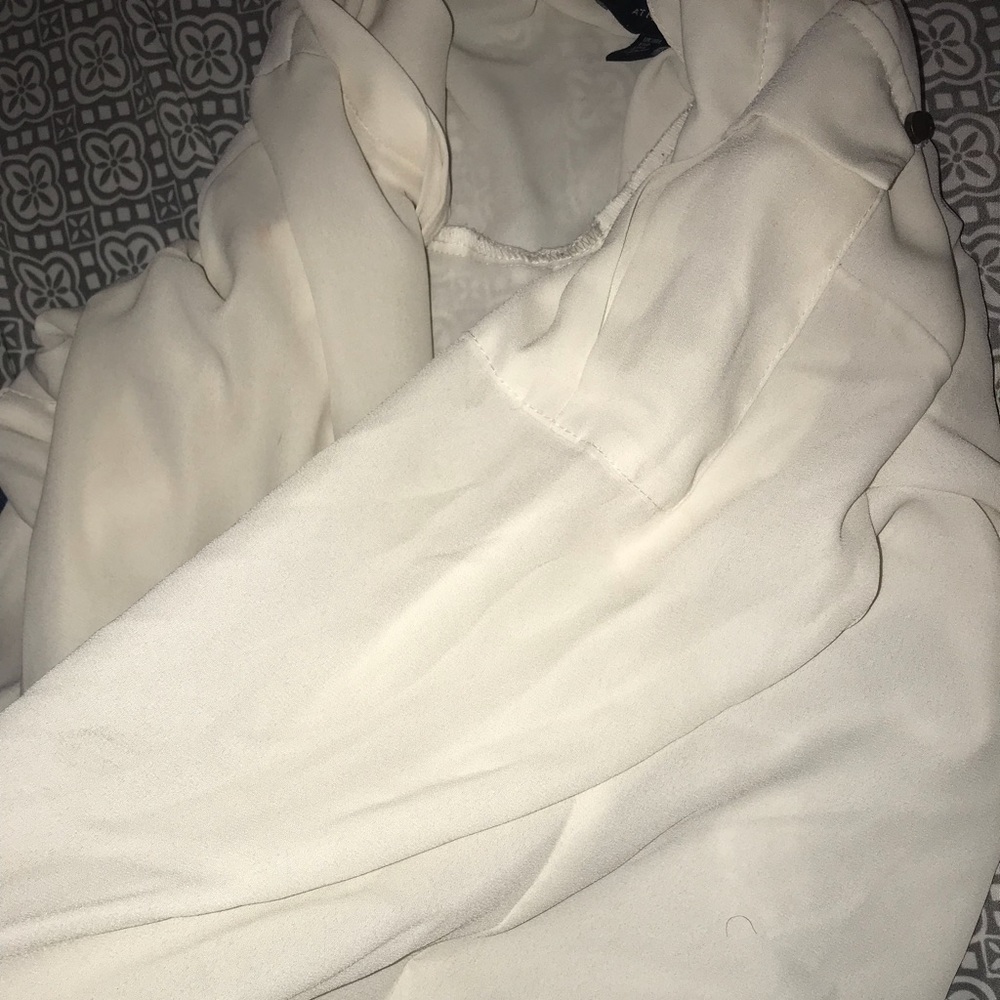 white lace work button up blouse